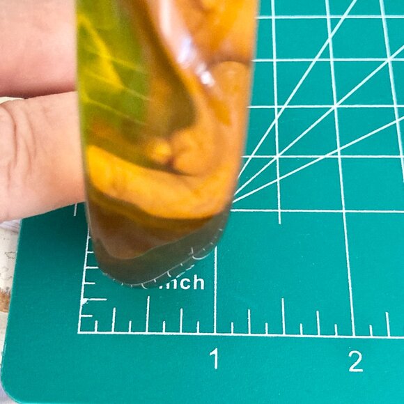 Vintage Lucite Acrylic Faux Honey Amber Tortoise Shell Bracelet Bangle Retro 8" - Picture 14 of 16